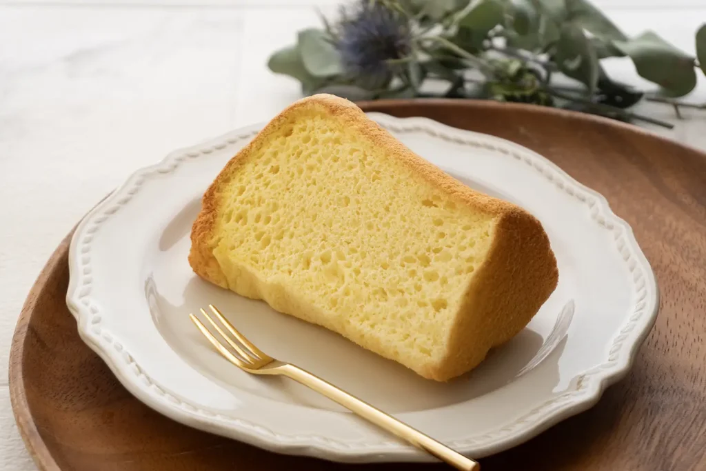 白い皿に載せられたシフォンケーキ1カット